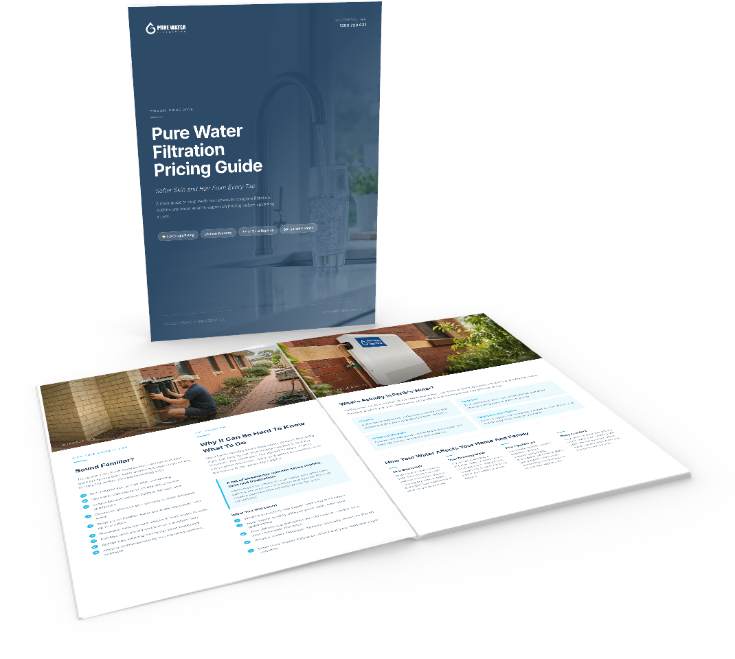 Pure Water Filtration Pricing Guide cover and inside spread